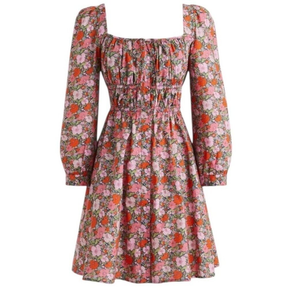 J. CREW x Liberty London Meadow Song Fabric Cinched Puff Sleeve Dress, Size 6